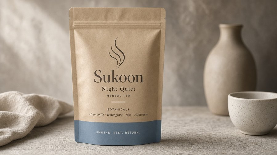 Sukoon Night Quiet pouch mockup